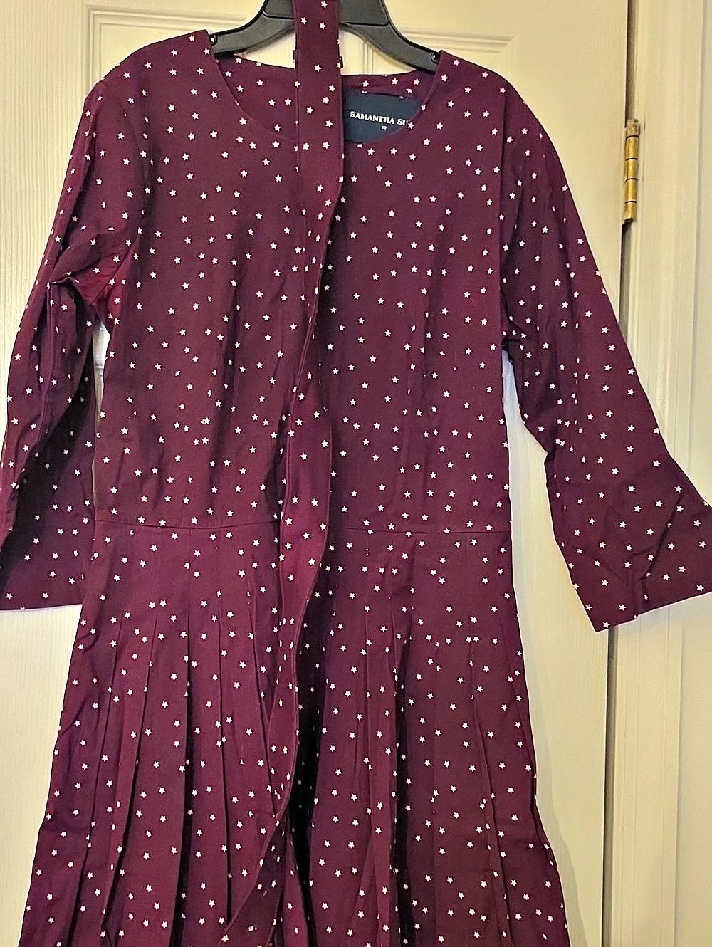 Samantha Sung Polka Dot Midi Dress in Purple Like New